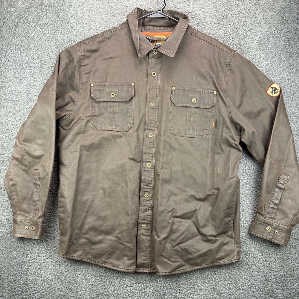 Legendary Whitetails Mens Brown Canvas Utility Work Shirt Jacket Size XL